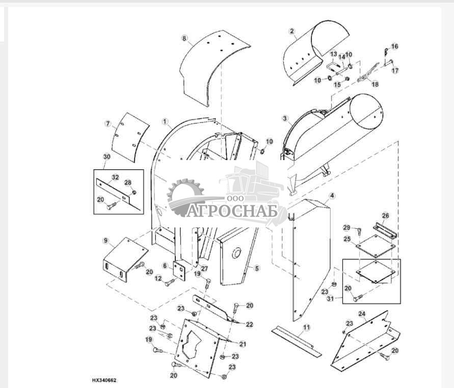 UPPER CLEAN GRAIN LOADING AUGER HOUSING 